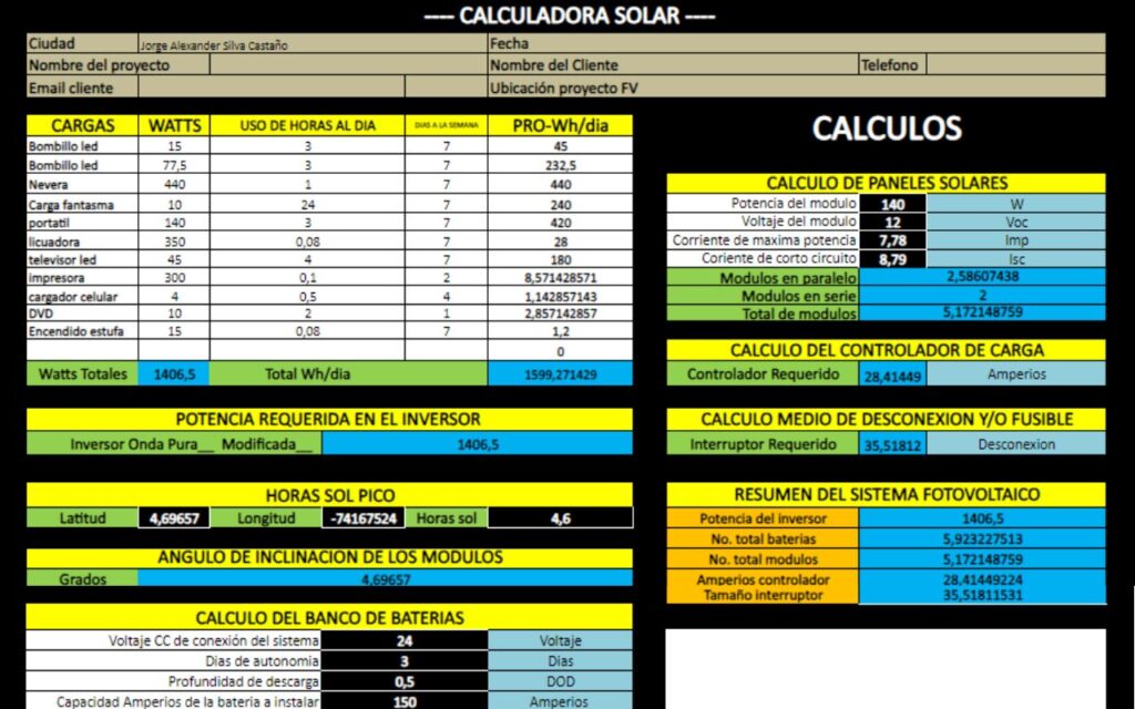 plantilla excel calculadora solar
